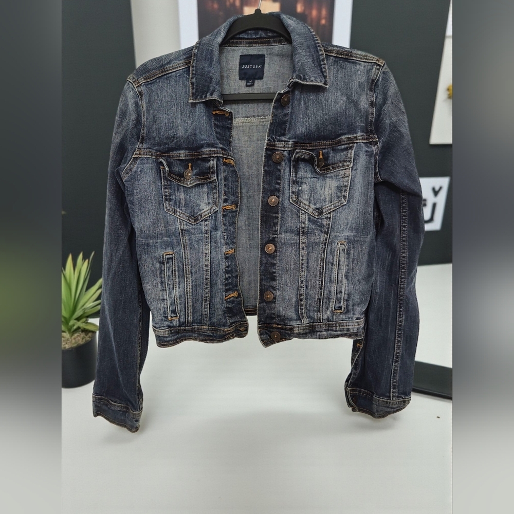 Just USA Cropped Denim Jacket, M